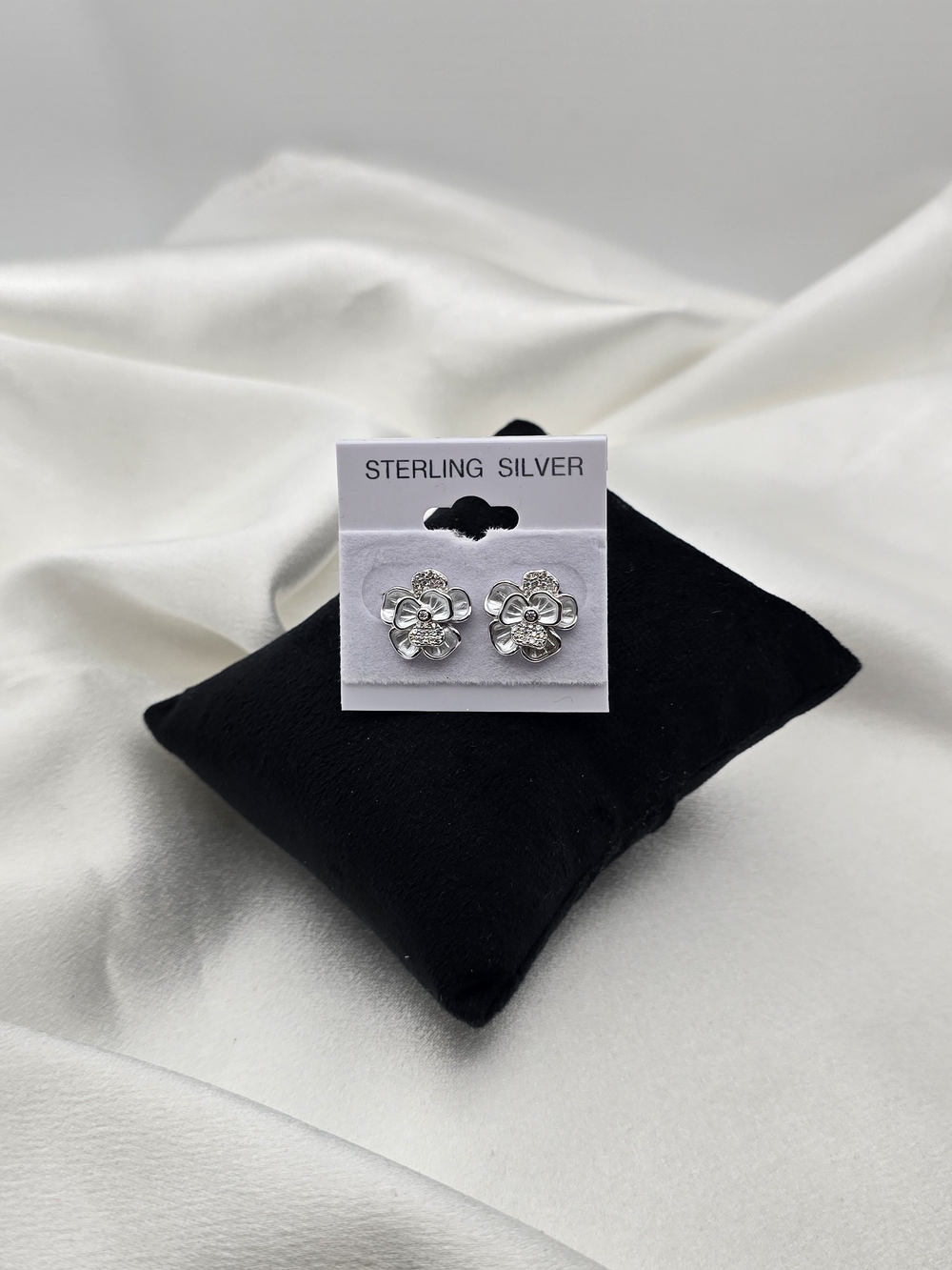 Sterling Silver 925 Moissanite Icy Flower Stud Earrings